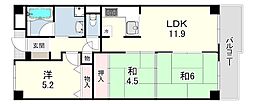 カネボウ芦屋アーバンプラザ 3LDKの間取図画像