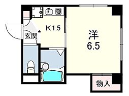 峰住吉ハイツ 1Kの間取図画像