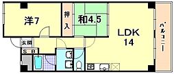 レジデンス本山 2LDKの間取図画像