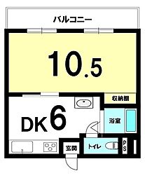 淡路第1ダイヤモンドハイム 1DKの間取図画像