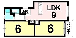 下新庄コーポC棟 2LDKの間取図画像