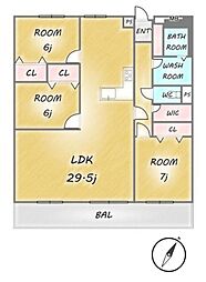マンション沼南エリカ3号棟 3LDKの間取図画像