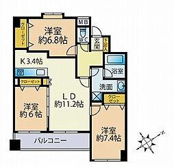 ライオンズマンションマキシム大濠 3LDKの間取図画像