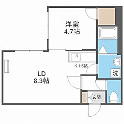 グラシアス大通 1LDKの間取図画像