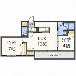 NCウィング円山 2LDKの間取図画像