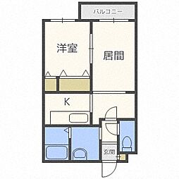 カノン福住 1LDKの間取図画像