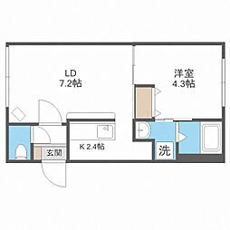 ヴィエント美園 1LDKの間取図画像
