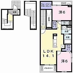 アメニティコート2 2LDKの間取図画像