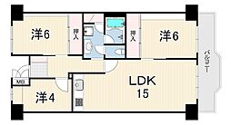 サンフラワーハイツ南港はなのまち住宅36号棟 3LDKの間取図画像