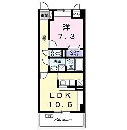 ポラリス参番館 1LDKの間取図画像