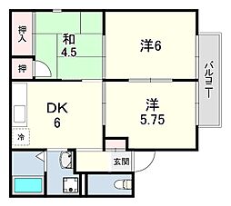 エステート塩屋山手A棟 3DKの間取図画像