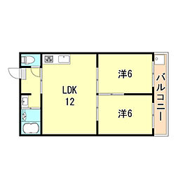 シャトー星ケ丘 2LDKの間取図画像