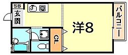 エスポワール 1Kの間取図画像