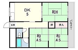 コーポ松豊 3DKの間取図画像