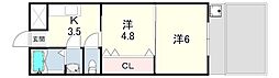 コーポ栄 2Kの間取図画像