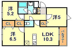 グルーブ五色山 3LDKの間取図画像