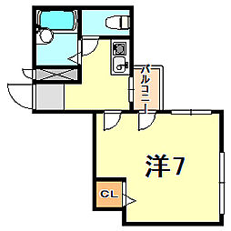 シーサイドマンション 1Kの間取図画像