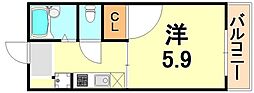ハイツ子午線 1Kの間取図画像