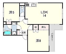 松下ビル 2LDKの間取図画像