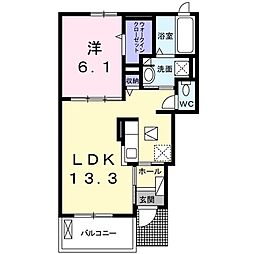 カーサデフローラ 1LDKの間取図画像