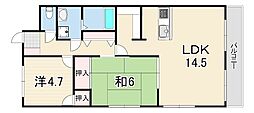 サンフラワー貴崎 2LDKの間取図画像