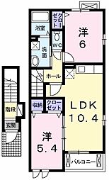 エステート上口 2LDKの間取図画像