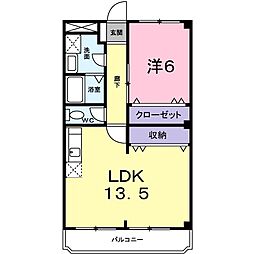 ビアーレ高ソ 1LDKの間取図画像
