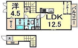 リヒトヴィラ 1SLDKの間取図画像