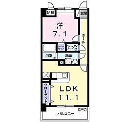 ヴィダ・アルボレス 1LDKの間取図画像