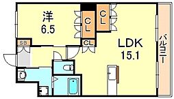コーポ・サカシタD棟 1LDKの間取図画像