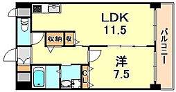 西舞子壱番館 1LDKの間取図画像