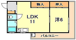 グリーンヒル清水が丘 1LDKの間取図画像