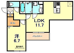 YKメゾン向陽 1LDKの間取図画像