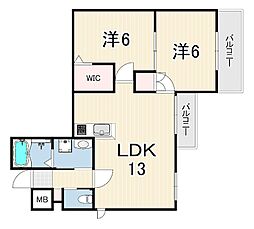 ノーヴェビアンキ 2LDKの間取図画像