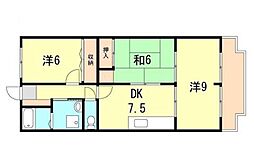 サンハイツ大畑 3DKの間取図画像