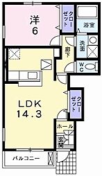 プロムナードA 1LDKの間取図画像