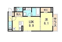 LESENSFAMIIAUXmSUMINO 1LDKの間取図画像