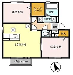 ヴィボヌール 2LDKの間取図画像