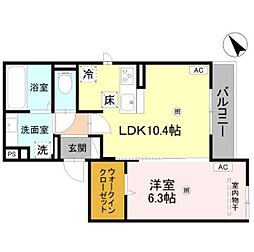 明石市大久保町駅前1丁目アパート 1LDKの間取図画像