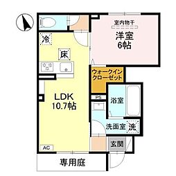 明石市西明石西町1丁目アパート 1LDKの間取図画像