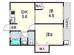 U.C西明石 2DKの間取図画像