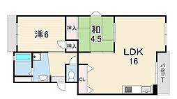 パルシティー伊川谷 2LDKの間取図画像