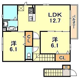 パークサイド歌敷山 2LDKの間取図画像