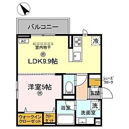 LA FLEUR 1LDKの間取図画像