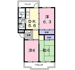 第1コーポ学苑 3DKの間取図画像