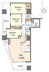 クレヴィアタワー大井町ザレジデンス 3LDKの間取図画像