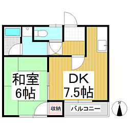 ネオ・トピア本郷 1DKの間取図画像