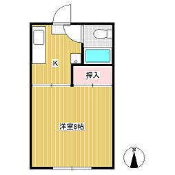 グリーンヒルK 1Kの間取図画像