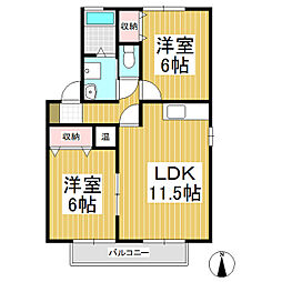 セジュール沖B 2LDKの間取図画像