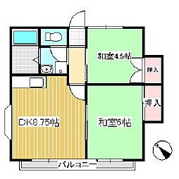 マンション桜井A 2DKの間取図画像
